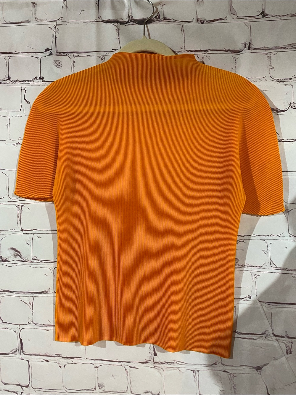 Women's Short Sleeve Ribbed Knit Top - soft Orange